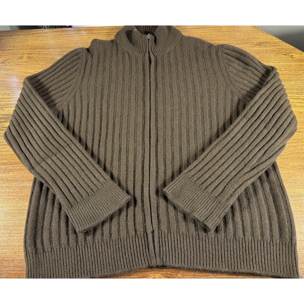 Manrico 100% Cashmere Men's 58 XXXL Brown Full Zip Sweater Casual Luxury